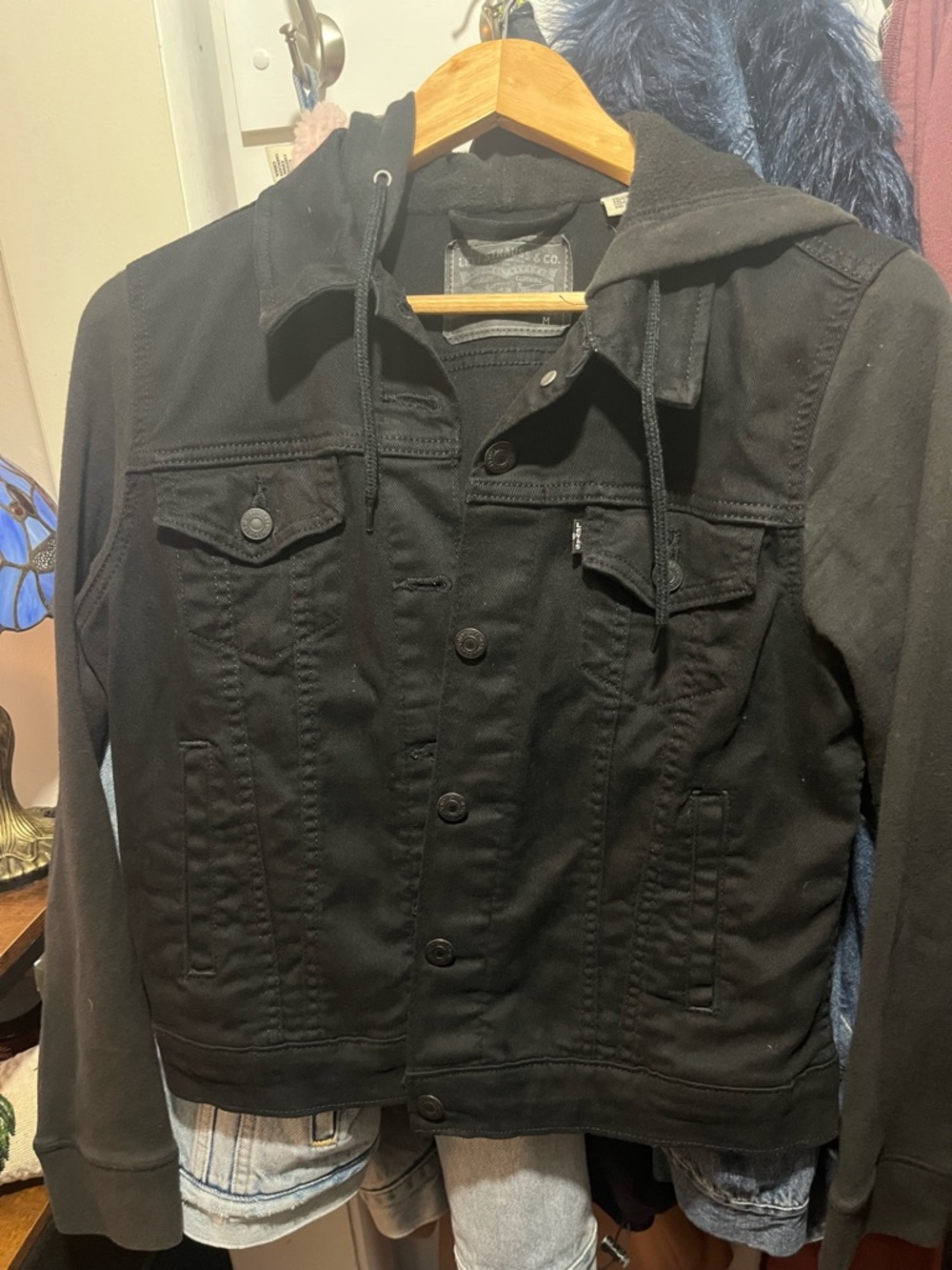 Women’s Levi’s Black Hooded Jacket - Classic Casual Black Denim
